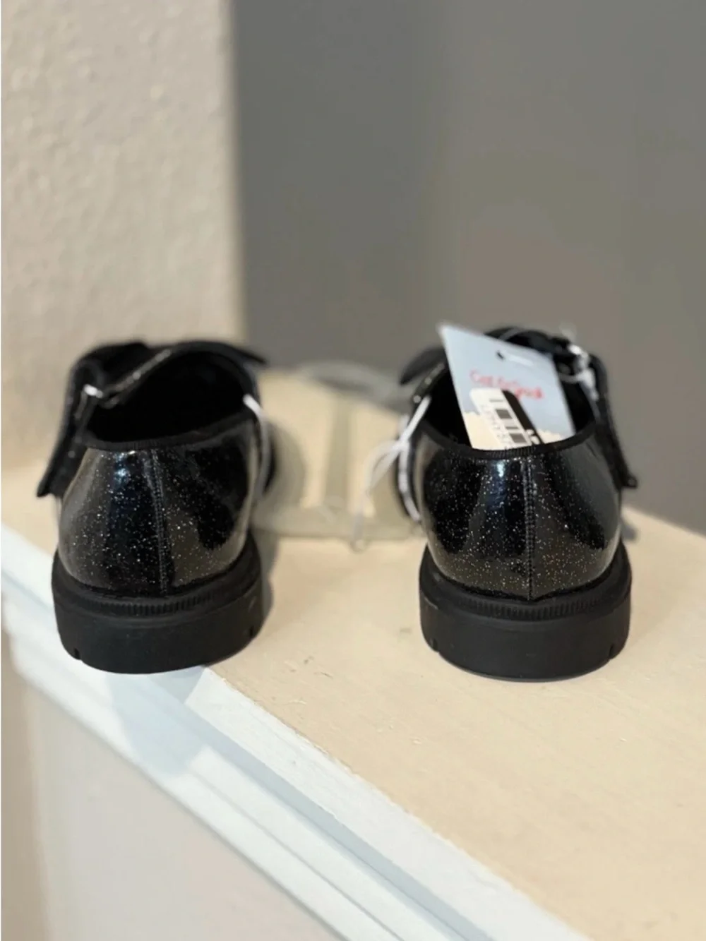 Buy one get one 50% off Cat & Jack Black Glitter Mary Jane Shoes with Bow Accent
